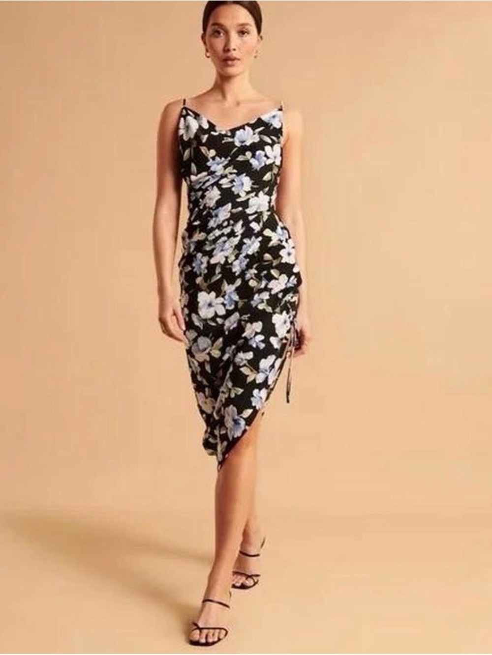 Abercrombie & Fitch Black Floral Cowl Neck Dress